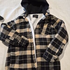 Nomad Kids Checkered Hoodie - Black and Tan